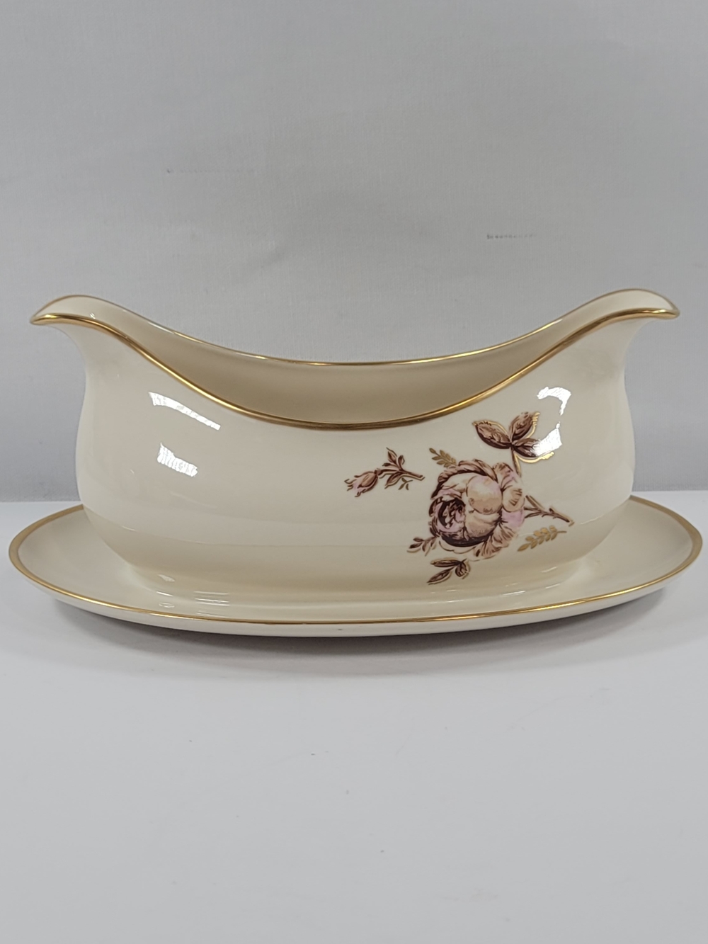Ransgil The Velvet Rose Gravy Boat And Attached Drip Plate China